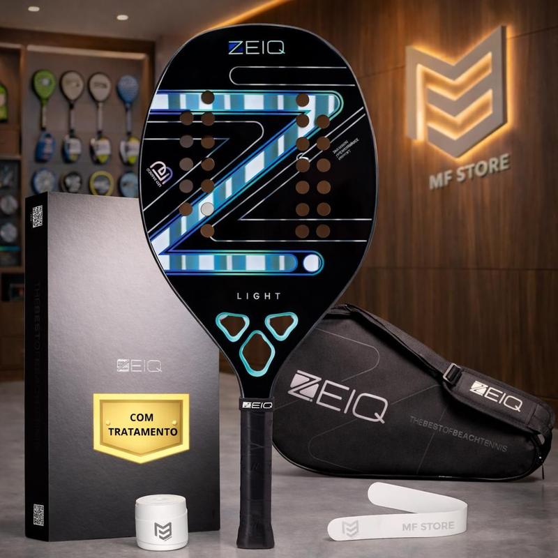 Raquete de Beach Tennis Light Leo Branco Zeiq 3K com tratamento